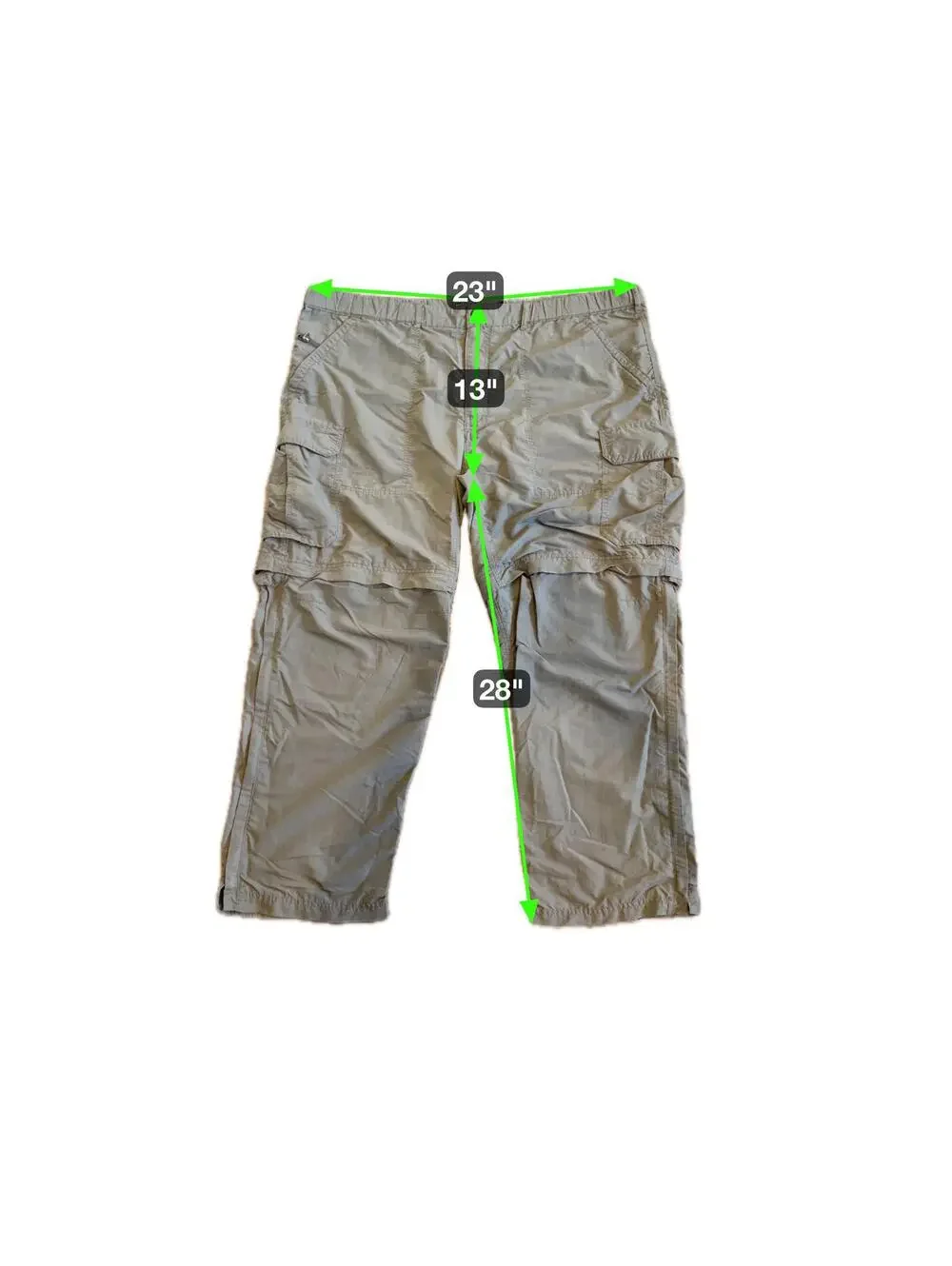 REI Men's High Rise Olive/Grey Convertible Cargo Pants Zip Off Legs - XXL
